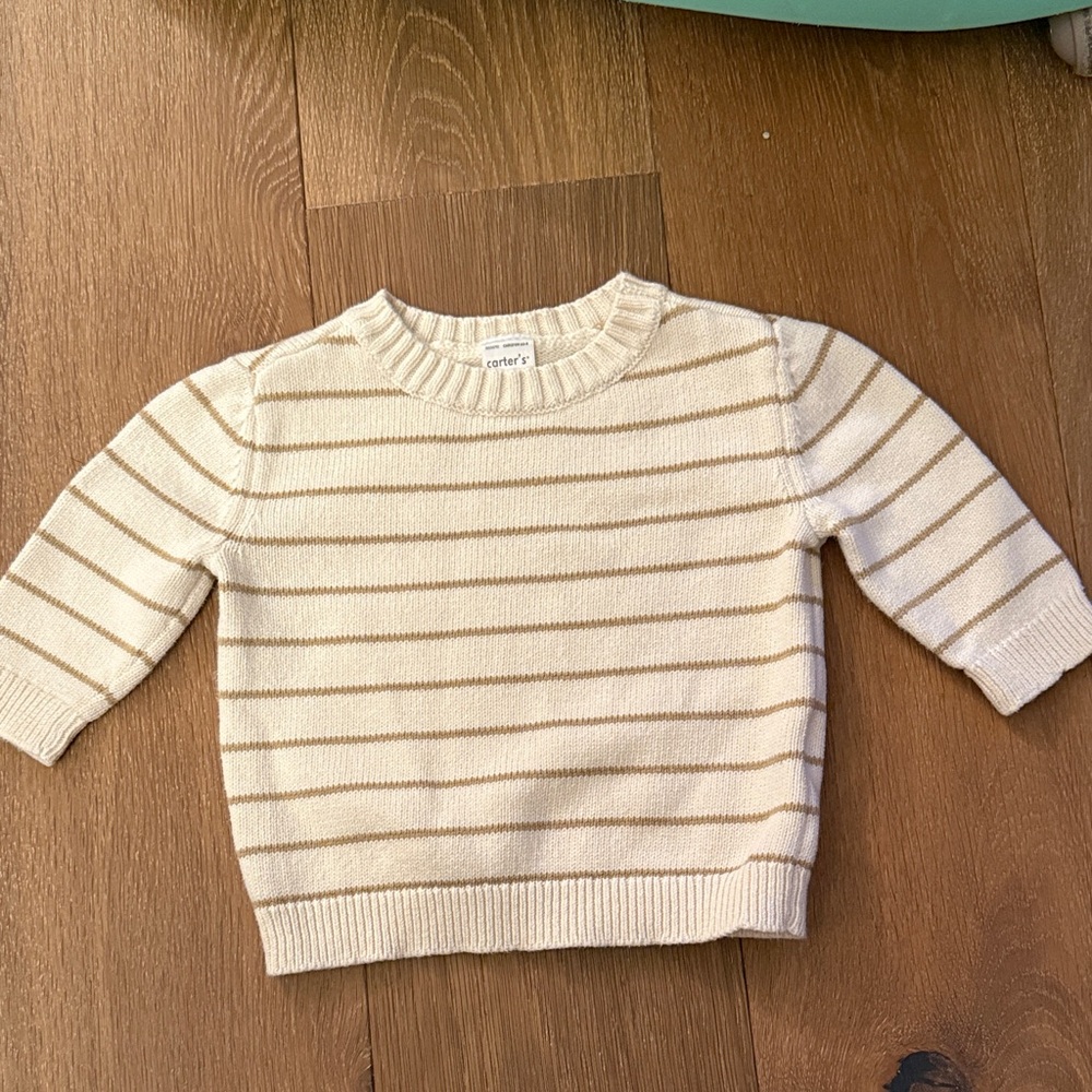 Carter's Beige and Cream Striped Knit Sweater